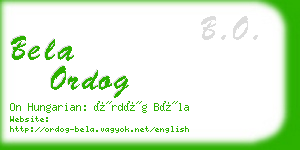 bela ordog business card